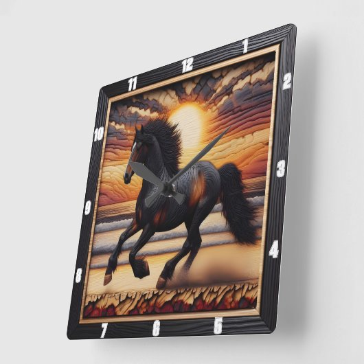 Seaside Morgan Pace: Textured Charred Design Quadratische Wanduhr (Winkel)