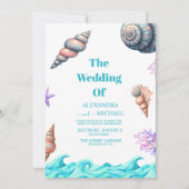 Seaside Nautical Seashell Wedding Einladung (Vorderseite)
