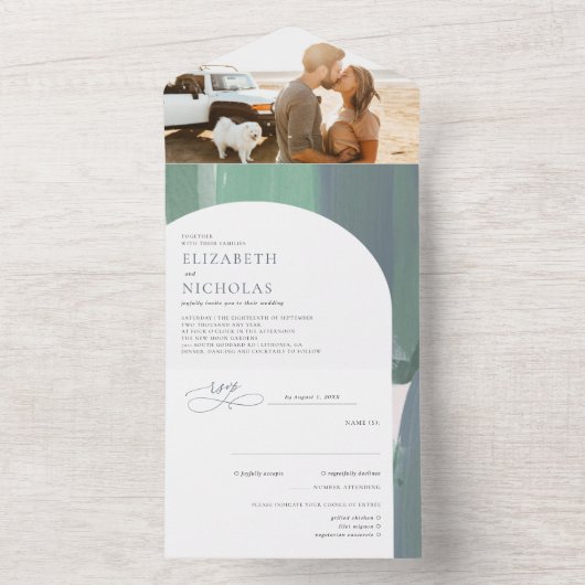 Seaside Ocean Glass | Boho Wedding All In One Einladung (Innen Boden)