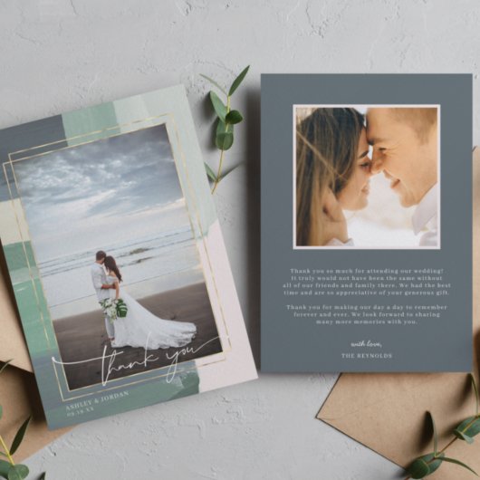 Seaside Ocean Glass | Hochzeitsszenario Foto Viele Dankeskarte
