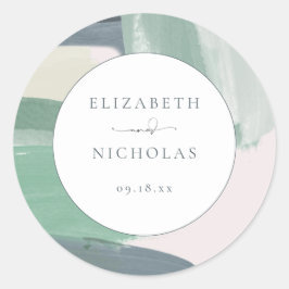 Seaside Ocean Glass | Monografische Hochzeit Runder Aufkleber