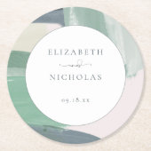 Seaside Ocean Glass | Monografische Hochzeit Runder Pappuntersetzer (Vorderseite)