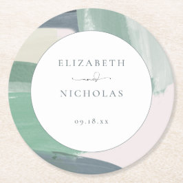 Seaside Ocean Glass | Monografische Hochzeit Runder Pappuntersetzer