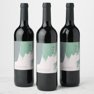 Seaside Ocean Glass   Monogram Wedding Wine Label Weinetikett