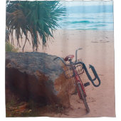Seaside Ocean Surfer Beach House Duschvorhang (Vorderseite)