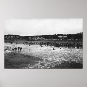 Seaside, Oregon Bathing Hour Beach Scene Poster
