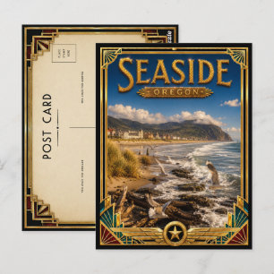 Seaside Oregon Vintage Art Deco Golden Age Postkarte