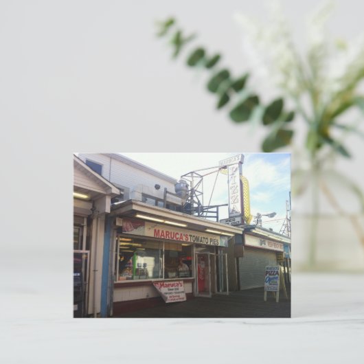 Seaside Park Boardwalk PIzza Postkarte (Stehend Vorderseite)