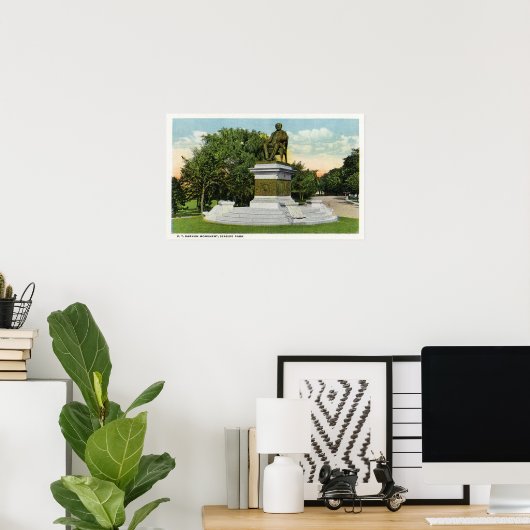 Seaside Park View of the P T Barnum Monument Poster (Heimbüro)
