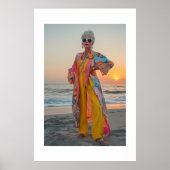 Seaside Portrait of Flamboyant Woman Poster (Vorne)