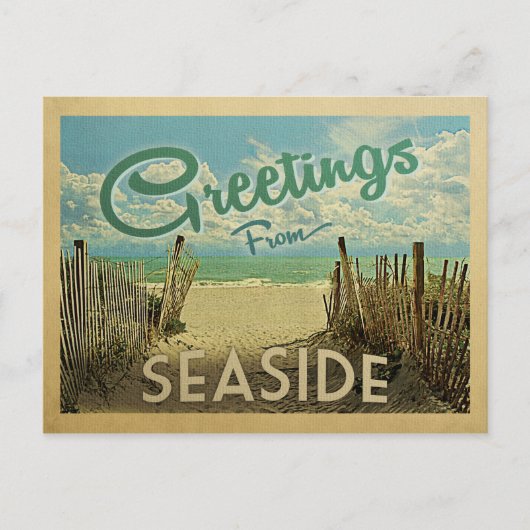 Seaside Postcard Beach Vintage Travel Postkarte (Vorderseite)