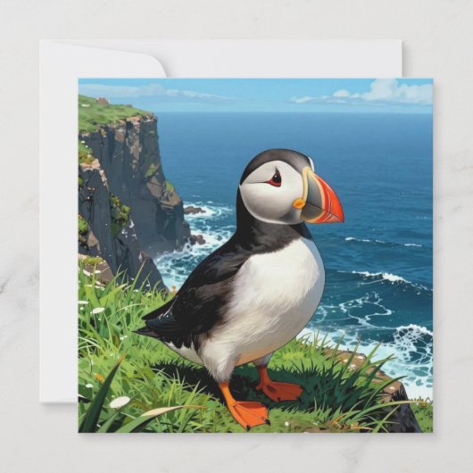 Seaside Puffin Illustration | Blank Karte (Vorderseite)