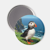 Seaside Puffin Illustration   Magnet (Vorderseite/Rückseite)