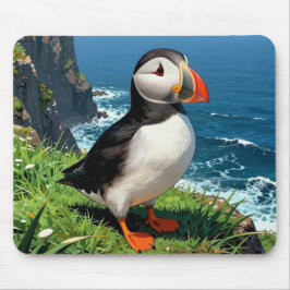 Seaside Puffin Illustration   Mousepad