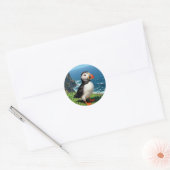 Seaside Puffin Illustration   Runder Aufkleber (Umschlag)