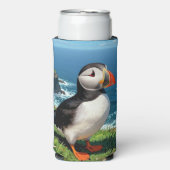 Seaside Puffin Illustration   Selters Dosenkühler (Seltzer Vorderseite)