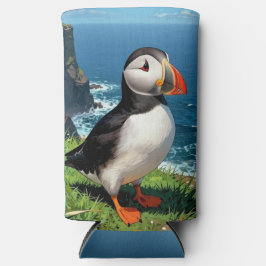 Seaside Puffin Illustration   Selters Dosenkühler