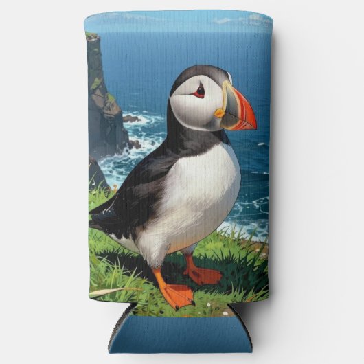 Seaside Puffin Illustration   Selters Dosenkühler (Vorderseite)