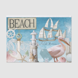 Seaside Sailboat Lighthouse Decoupage Seidenpapier