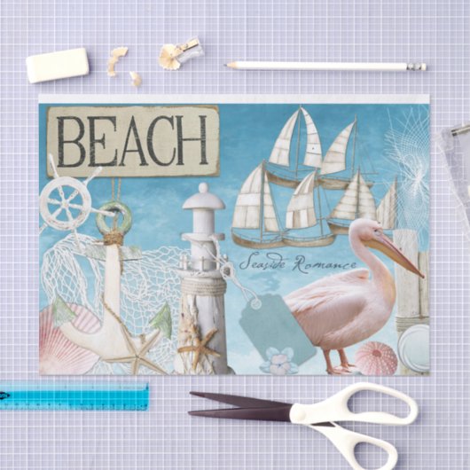 Seaside Sailboat Lighthouse Decoupage Seidenpapier (Handwerk)