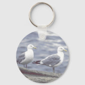 Seaside Seagulls Button-Schlüsselanhänger Schlüsselanhänger (Vorderseite)