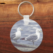 Seaside Seagulls Button-Schlüsselanhänger Schlüsselanhänger (Vorderseite)