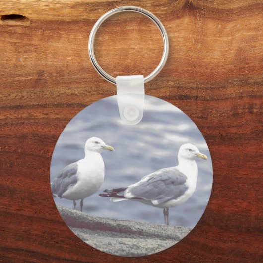 Seaside Seagulls Button-Schlüsselanhänger Schlüsselanhänger (Vorderseite)