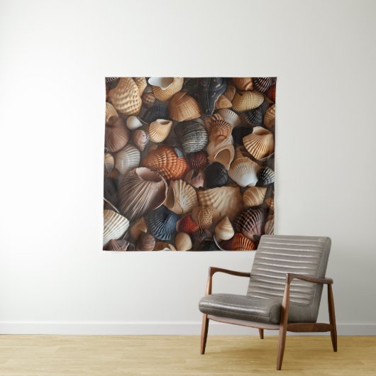 Seaside Seashells Art Tapestry Wandteppich (Beispiel (Horizontal))