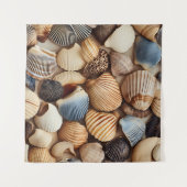 Seaside Seashells Art Tapestry Wandteppich (Vorderseite (Horizontal))