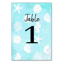 Seaside Seashells Beach Wedding Tischnummer Cards
