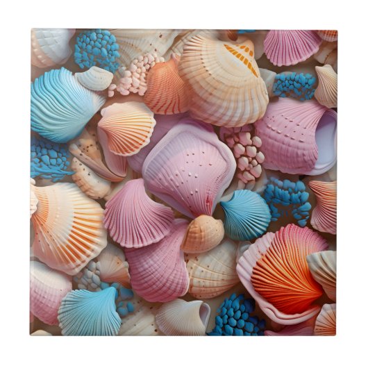 Seaside Seashells Keramik Tile Fliese (Vorderseite)