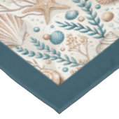 Seaside Seashells Sea stars Pastellblau Elfenbein Tischdecke (Schrägansicht)