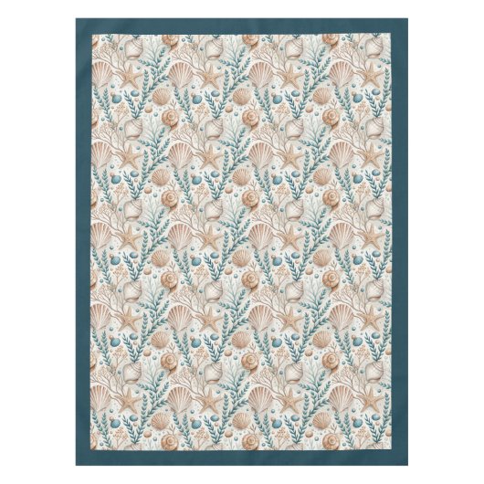 Seaside Seashells Sea stars Pastellblau Elfenbein Tischdecke (Vorderseite)