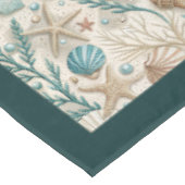 Seaside Seashells Sea stars Pastellgrün Elfenbein Tischdecke (Schrägansicht)