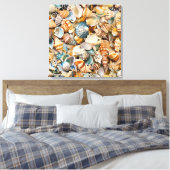 Seaside Seashells Wrapped Canvas Art Leinwanddruck (Insitu (Schlafzimmer))