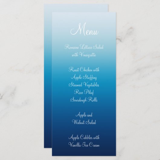 Seaside Sky and Ocean Blue Gradient Menükarte (Vorne/Hinten)