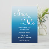 Seaside Sky and Ocean Blue Gradient Save The Date (Stehend Vorderseite)