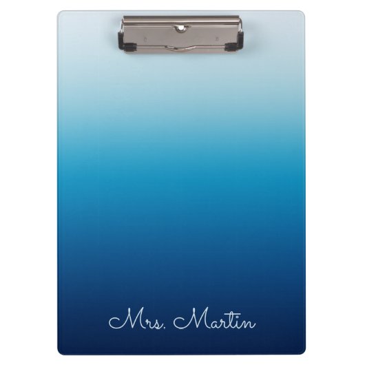 Seaside Sky and Ocean Blue Gradient Teacher Klemmbrett (Vorderseite)