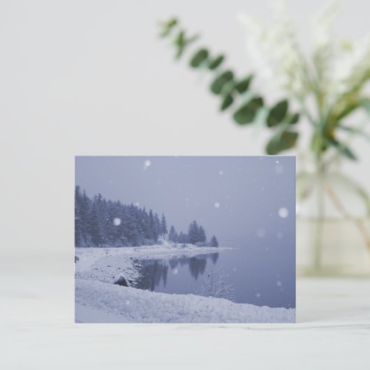 Seaside Snowfall Postcard Postkarte (Stehend Vorderseite)