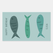 Seaside Soiree BIRTHDAD Niedlich Fish CUSTOM Rechteckiger Aufkleber (Vorderseite)