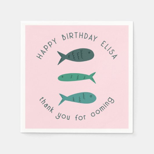 Seaside Soiree BIRTHDAY PARTEI Niedlich Fish CUSTO Serviette (Vorderseite)