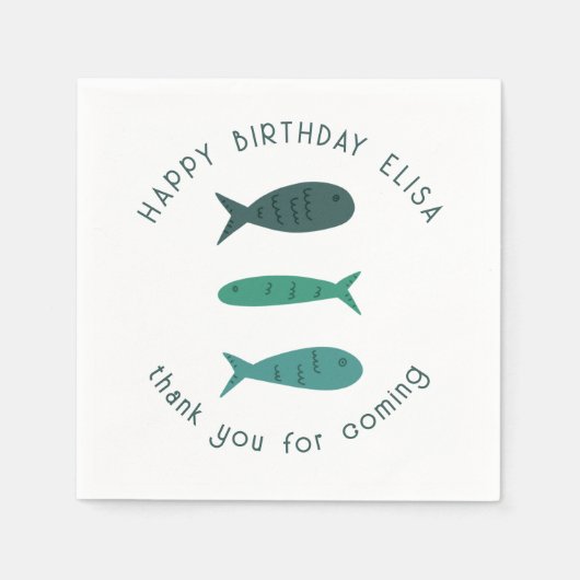 Seaside Soiree BIRTHDAY PARTEI Niedlich Fish CUSTO Serviette (Vorderseite)