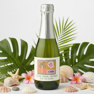 Seaside Soiree Brautparty Modernes Niedliches CUST Schaumweinetikett