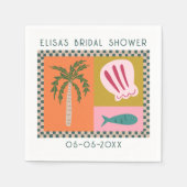 Seaside Soiree Brautparty Modernes Niedliches CUST Serviette (Vorderseite)