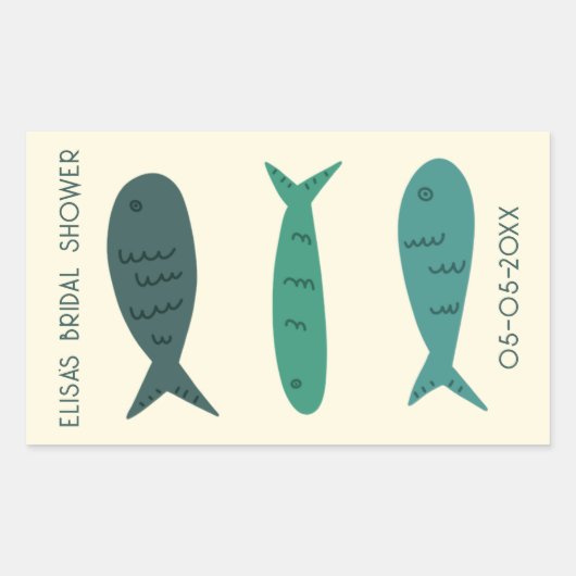 Seaside Soiree Brautparty Niedlich Fish CUSTOM Rechteckiger Aufkleber (Vorderseite)