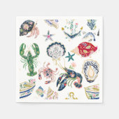 Seaside Soirée Coastal Pattern Serviette (Vorderseite)