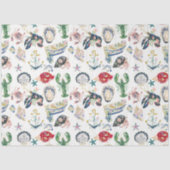 Seaside Soirée Coastal Pattern Tissue Paper Seidenpapier (Vorderseite)