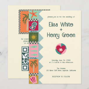 Seaside Soiree Moderne Niedliche CUSTOM QR Wedding Einladung