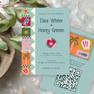 Seaside Soiree Moderne Niedliche CUSTOM QR Wedding Einladung