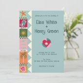 Seaside Soiree Moderne Niedliche CUSTOM QR Wedding Einladung (Stehend Vorderseite)